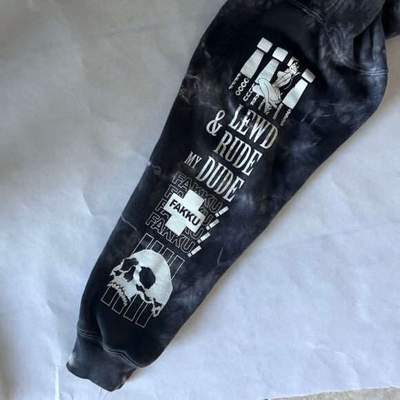 Illest × FAKKU Anime Hoodie • Lewd & Rude My Dude • Black Tie Dye • Size L - Picture 4 of 4